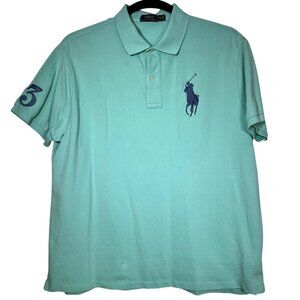 Polo Ralph Lauren Mens Blue Short Sleeve Polo Shirt Size 2XB 2G Big Pony